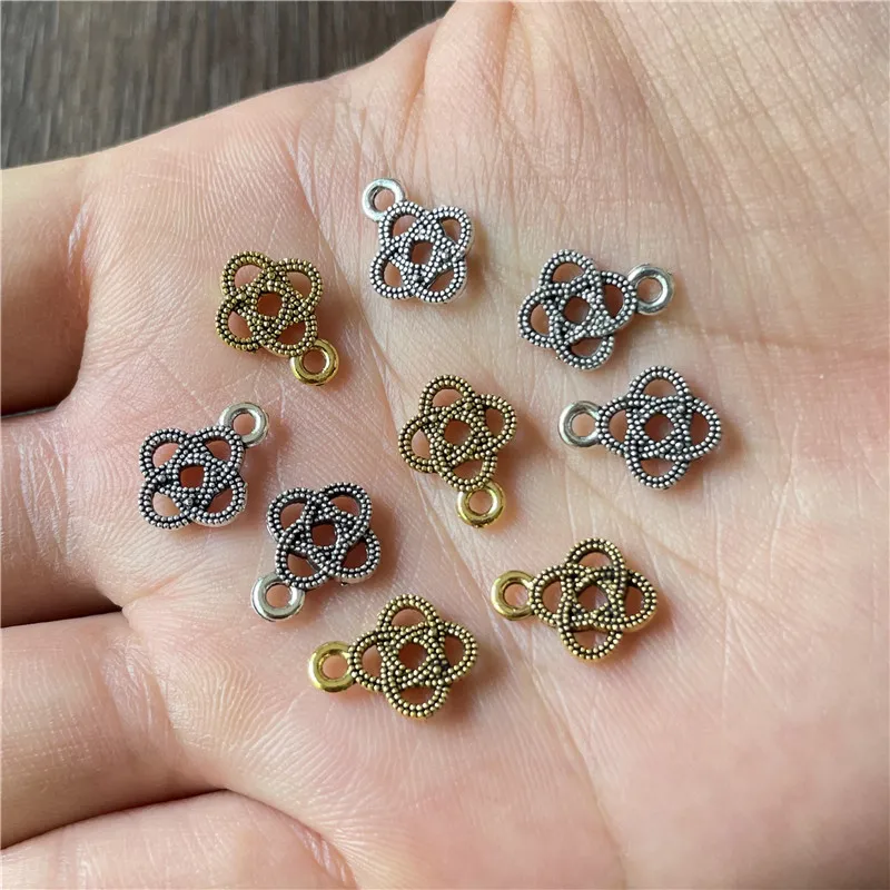 50pcs DIY making bracelets and necklaces two-color Chinese knot small pendant for jewelry crafts connection accessories