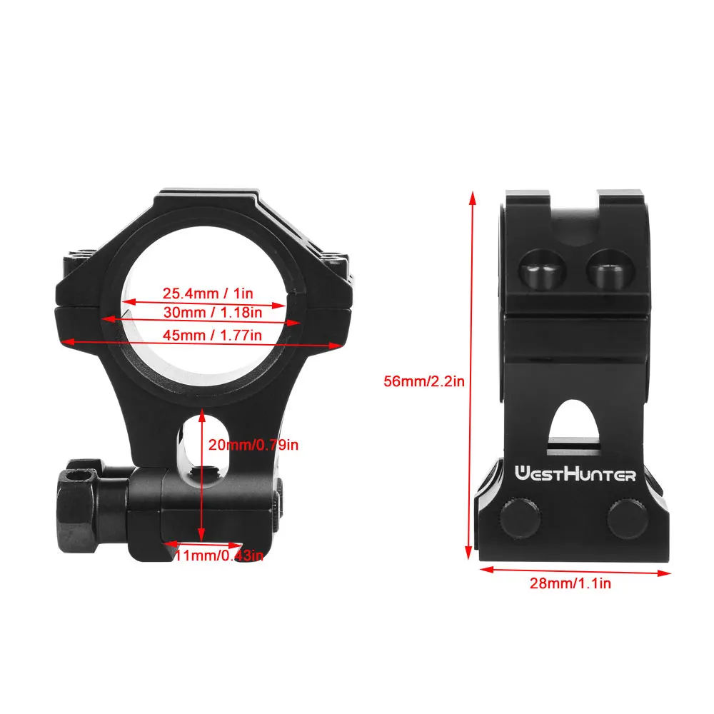 WESTHUNTER 30mm/25.4mm Rifle Scope Rings High Profile Dovetail 11mm Rail Optical Sights Mounts for Hunting Airgun Accessories