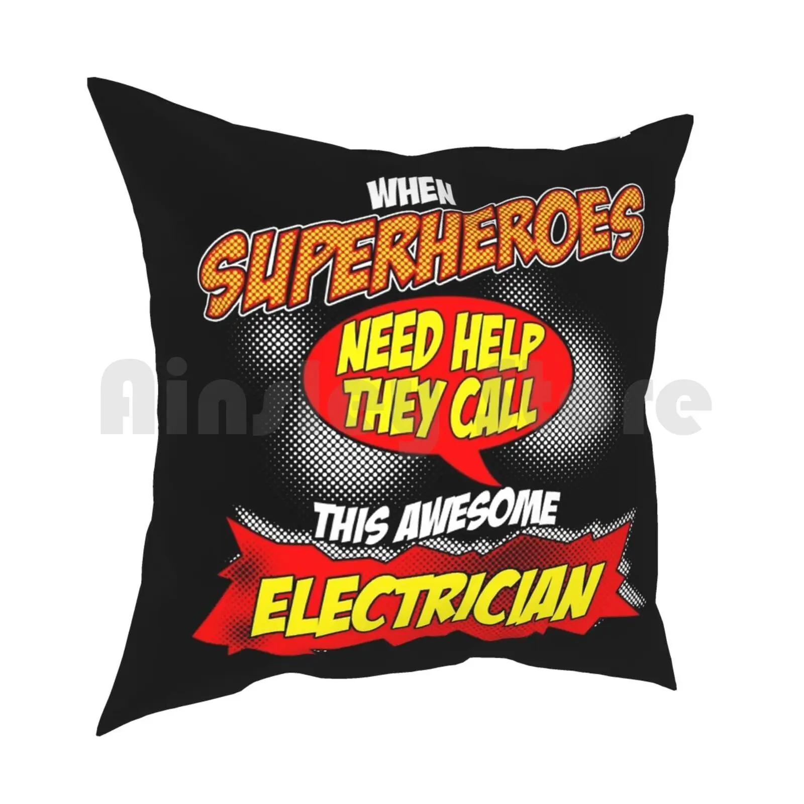 Funny Electrician Hero Design-Comic Style-Perfect Gift Pillow Case Printed Home Soft DIY Pillow cover Funny Hero Superhero