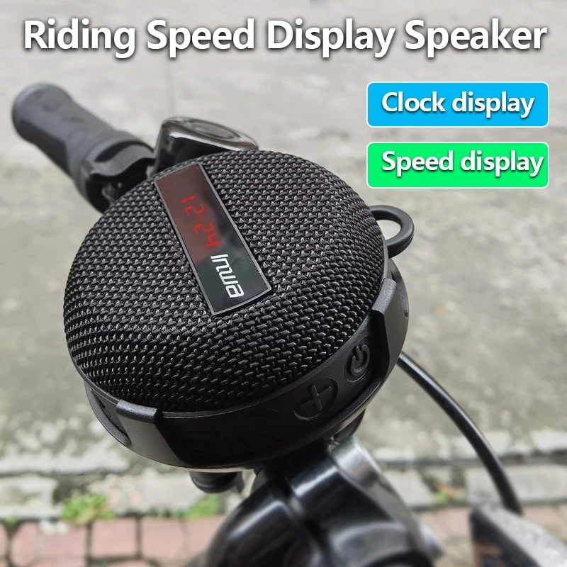 Smart LED digital display wireless cycling bicycle bluetooth speaker outdoor portable waterproof subwoofer hands-free/TF card