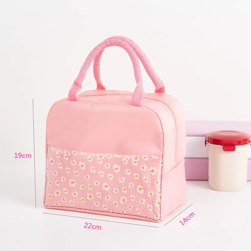 High-Capacity Oxford Cloth Daisy Lunch Bags Insulation Thermal Portable Food Bento Picnic Travel Cooler Tote Bag Case Handbags