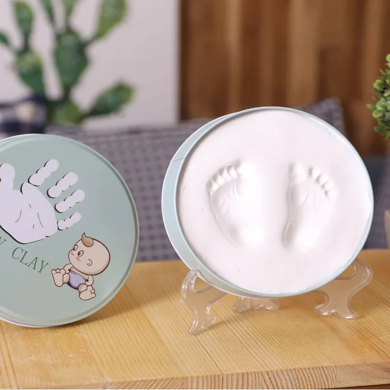 Newborn Baby Hand&Foot Print Hands Feet Baby Photo Frame DIY Handprint With Cover Fingerprint Mud Set Baby Growth Memorial Gift