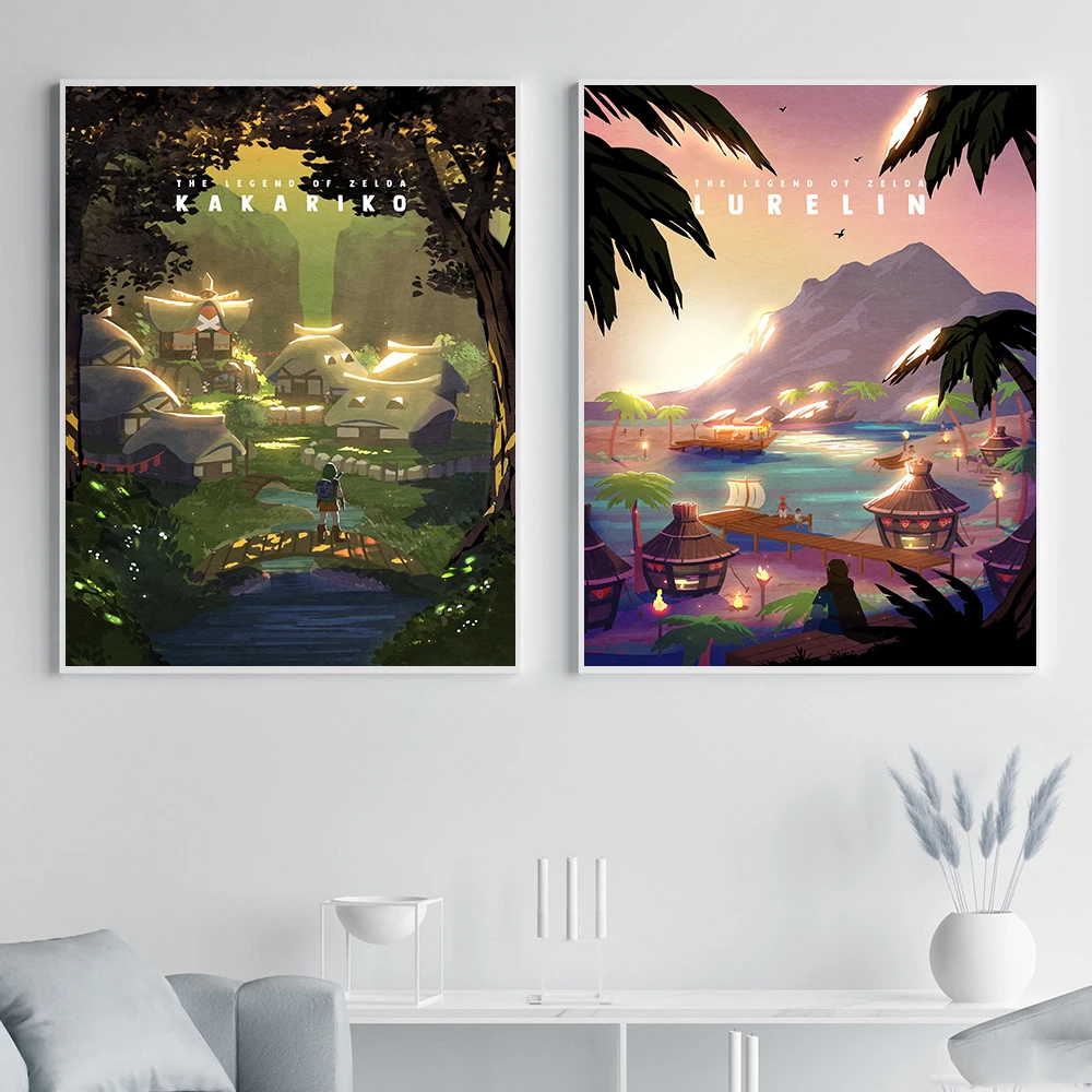 Travel Modern Poster Video Game Canvas Painting Zelda Legend Art Print Natural Botanical Wall Picture For Living Room Home Decor view 2