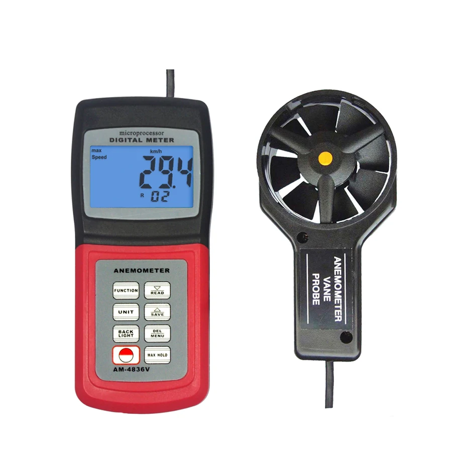 

Digital AM-4836V Vane Speed Sensor Anemometer Air Flow Speed Temperature Meter