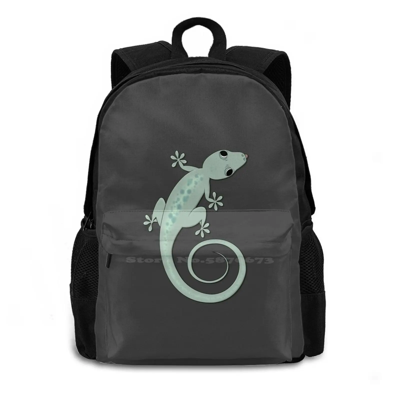 Vernon The Spotted Lizard School Bag Big Capacity Backpack Laptop Lizard Gecko Reptile Animals Spotted Nature Greenish Blue