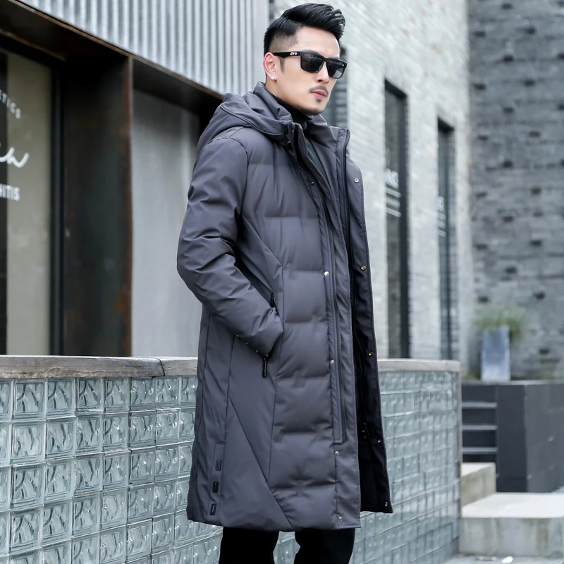 2023 Long style winter jacket high quality 90% white duck down jackets men,mens warm thicked fashion hooded coat full size M-5XL