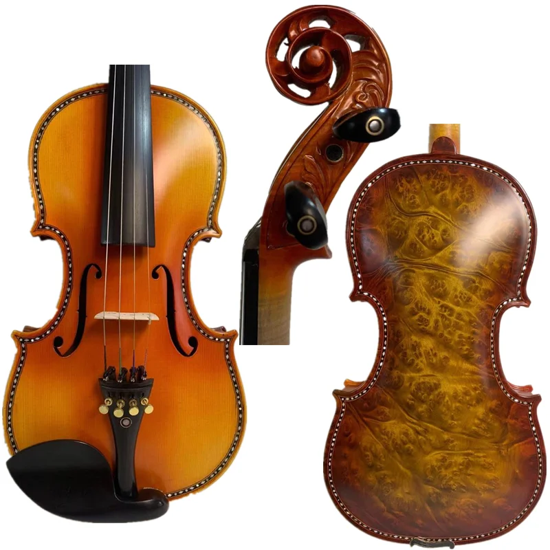 

SONG Master Strad style bird's eye maple wood 4/4 violin,inlay shell #14987