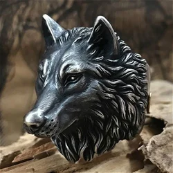 Vintage Nordic Wolf Head Ring Men 316L Stainless Steel Punk Rock Biker Ring Male Viking Amulet Jewelry