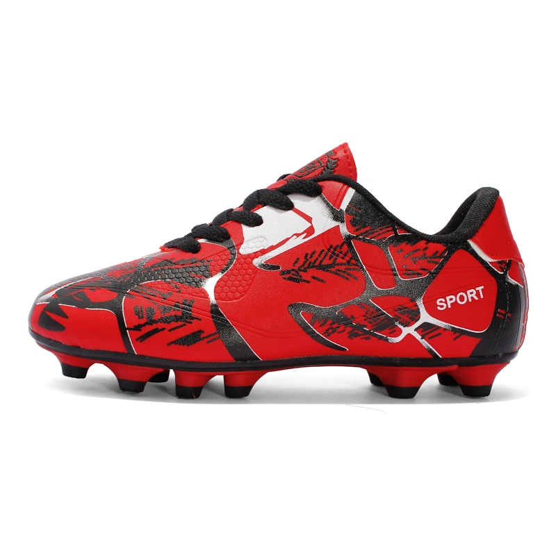 Cheap Red Soccer Shoes Boys Girls TF/FG Sport Football Shoes Children Training Soccer Boots Cleats Turf Football Sneakers Kids