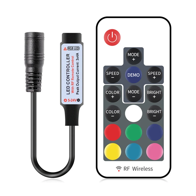 17 Kunci LED Remote Controller MINI RF Controller Wireless Hiled Bohlam LED RGB Remote untuk 2835 5050 RGB Lampu Strip