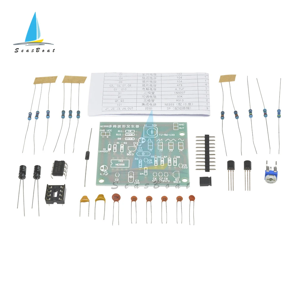 DC6-12V modulo generatore di impulsi NE555 sinusoidale/triangolo/generatore di onde quadrate generatore di segnali a forma d'onda multicanale Kit fai da te