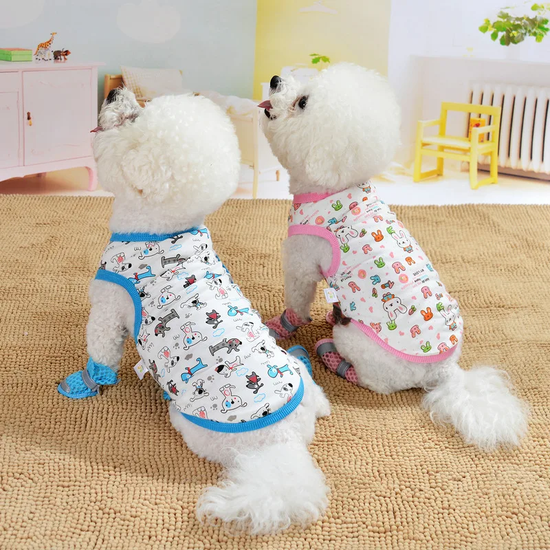 Printing Dog Clothes Sleeveless for Small Medium Dogs Carton Pattern Camouflage Dog Shirt Vest Lovely Puppy Accessories Bichon