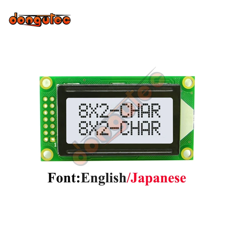 8x2 LCD Module 0802 0802E Character Display Screen Gray English/Japanese 5V AIP31066 or EQV