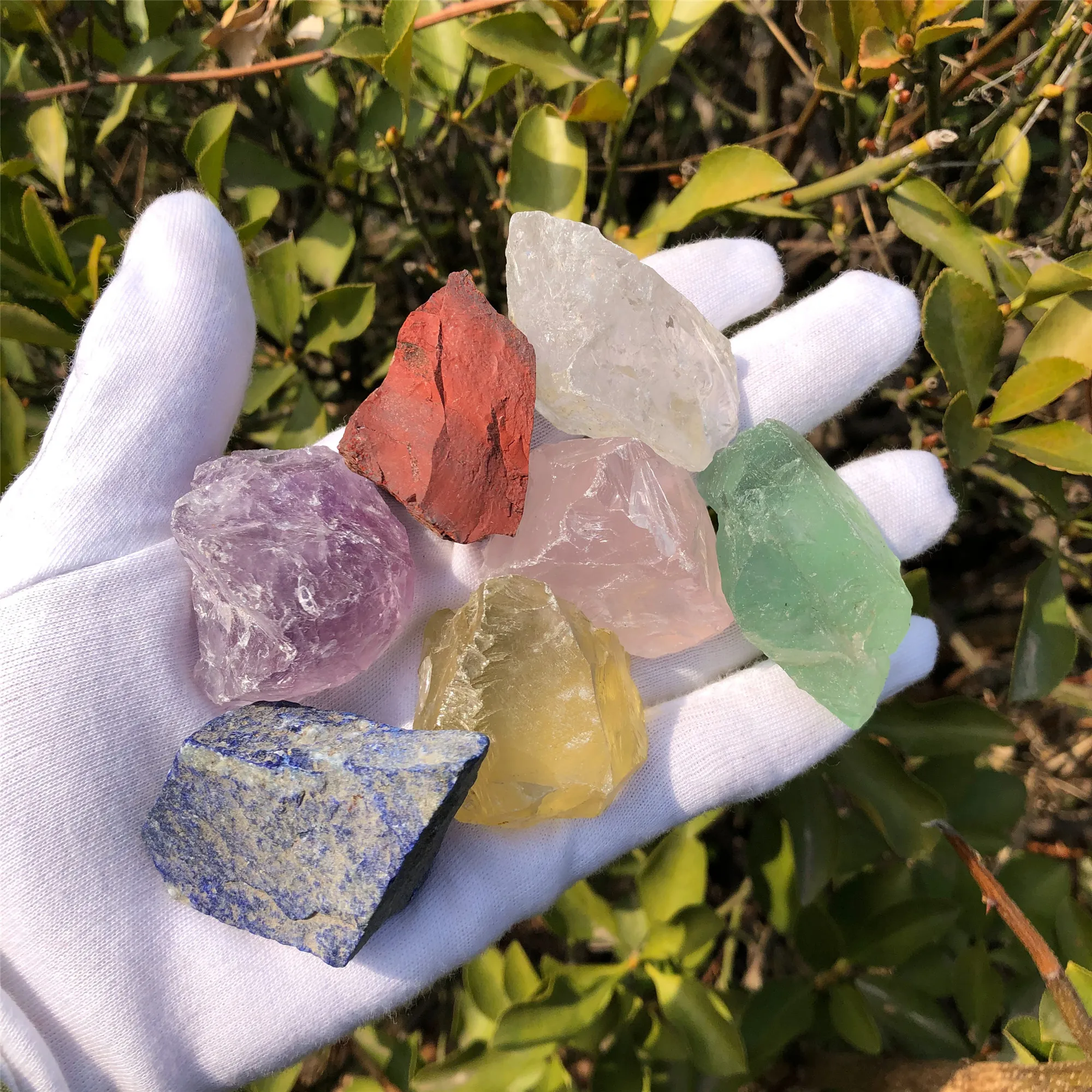 1 Set Natural Crystal Quartz Seven 7 Chakra Rough Stone Raw Mineral Specimen Collection Reiki Healing Stone Jewelry Gift