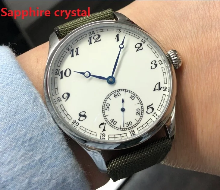 

Sapphire crystal new fashion 44mm NO logo Enamel White dial Asian 6498 17 jewels movement Men's Mechanical watches GR48-20