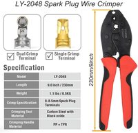 Spark Plug Crimper,Crimping Pliers for Spark Plug Stripping Tool LY-2048 Ratchet Wire Terminal Crimper-Wire Hand Crimping Tool