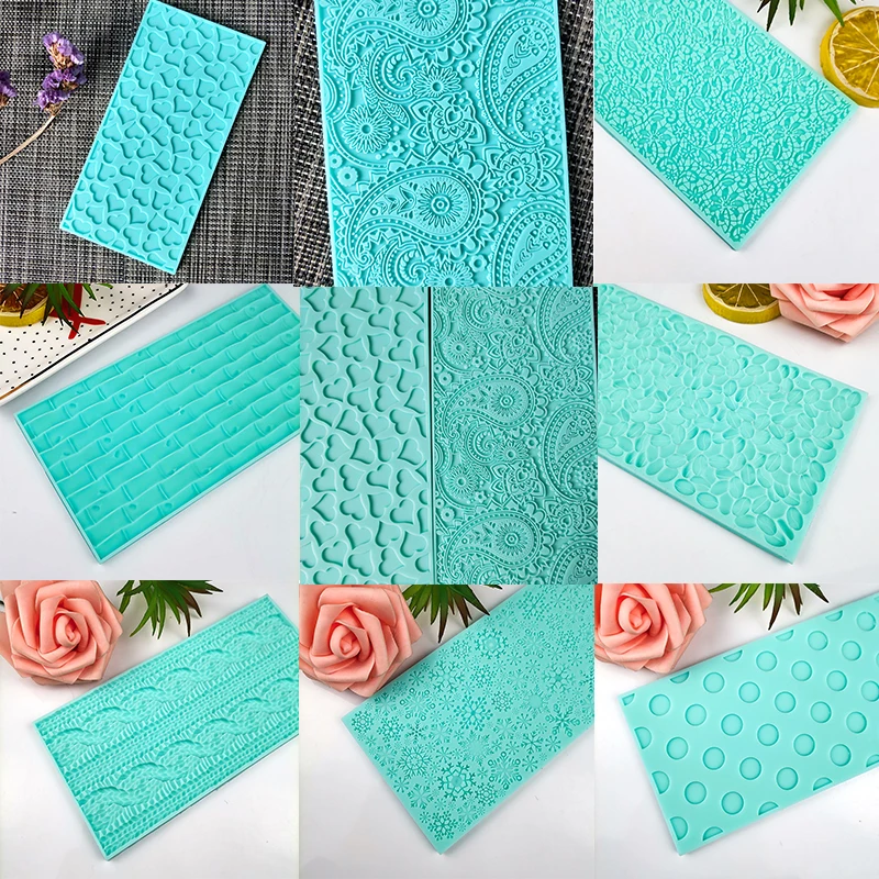 

PRZY-Lace Mold Mat Silicone Soap, DIY Moulds, Love, Polka Dot, Snowflake, Bamboo, Coffee Bean Wool, Fondant Cake Decoration