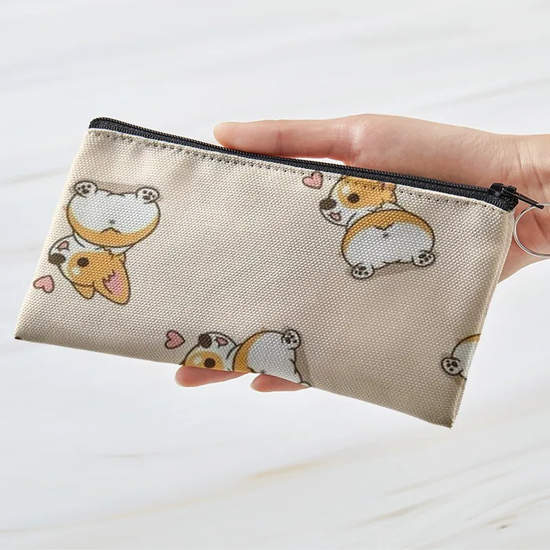 Moda feminina e masculina adorável animal moeda bolsa senhora meninas carteira batom almofada de ar cosméticos escova bolsa de lona com um zíper