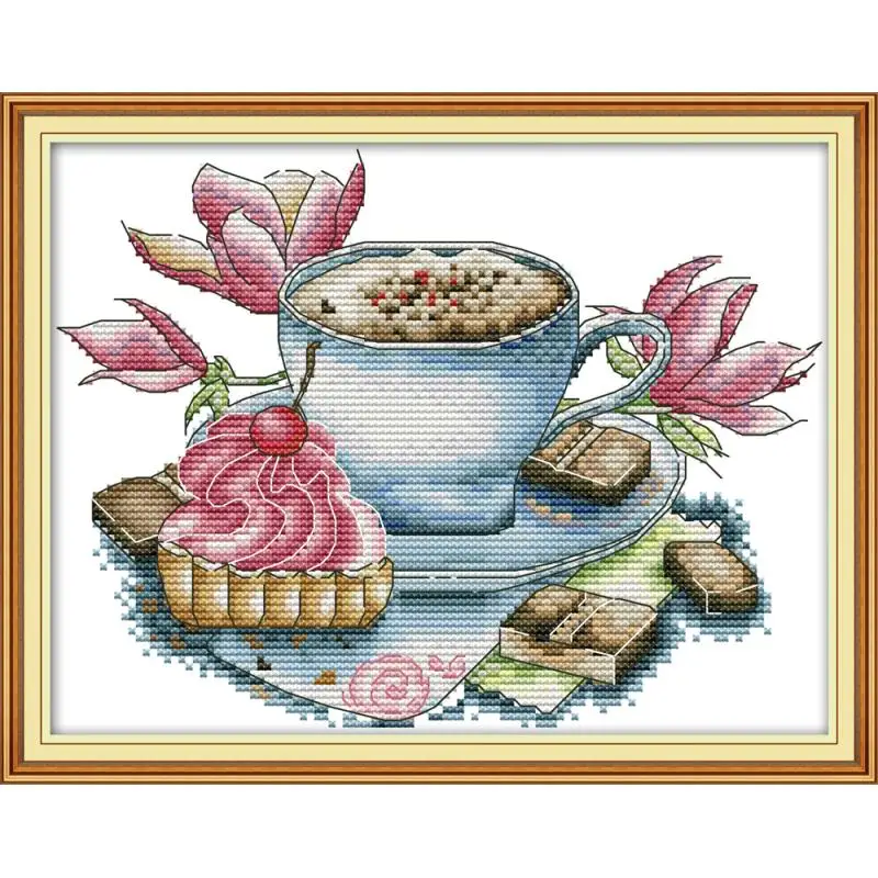 Vari fiori tazza di tè serie count punto croce kit DMC 14CT11CT tela di canapa del ricamo kit cucito FAI DA TE decorazione della casa della pittura