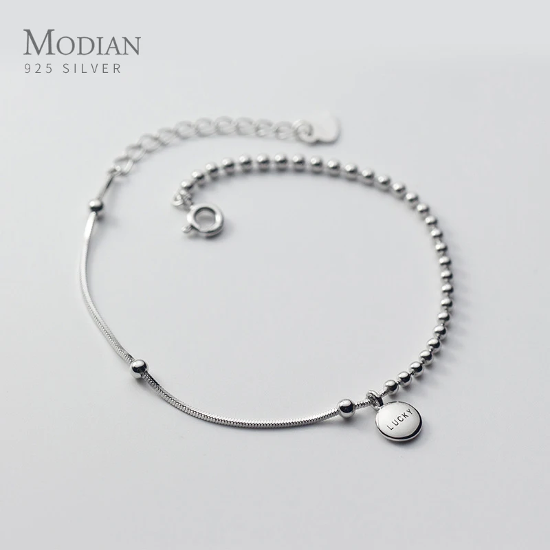 Modian 100% 925 Sterling Silver Irregular Design With Lucky Charms Chain Bracelet Fashion Beads Fine Jewelry For Women Gifts