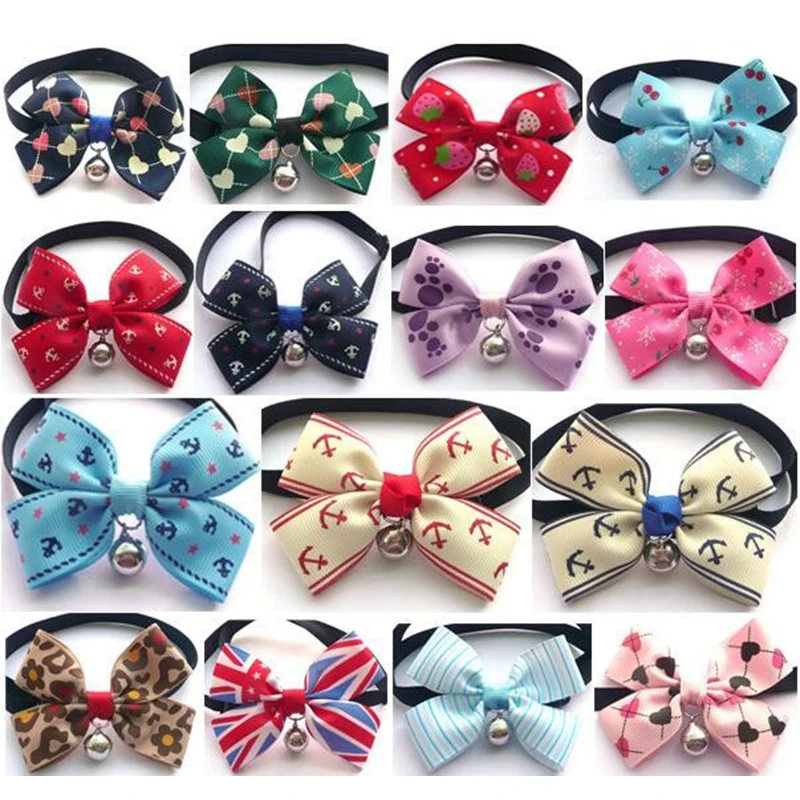 Colorful Pet Puppy Grooming Bows Tie Pet Classic Bows Pet Owtie Fashion Dog Cat Bow Tie With Samll Bell Bowknot