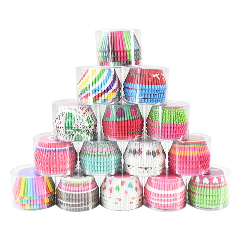 100pcs Muffin Cupcake Paper Cups Cake Forms Cupcake Liner for Christmas Wedding Party Kitchen Baking Tray Cake Mold Accessories