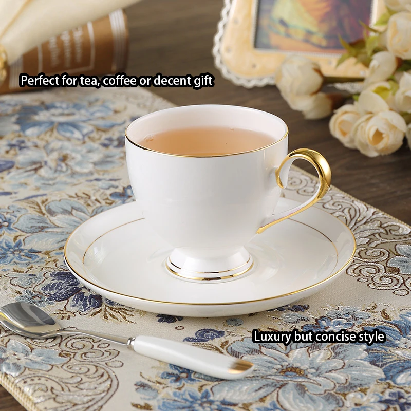 Grace Bone China Coffee Set White Gold Porcelain Tea Set Advanced Pot Cup Ceramic Mug Sugar Bowl Creamer Teapot Milk Jug Teaset