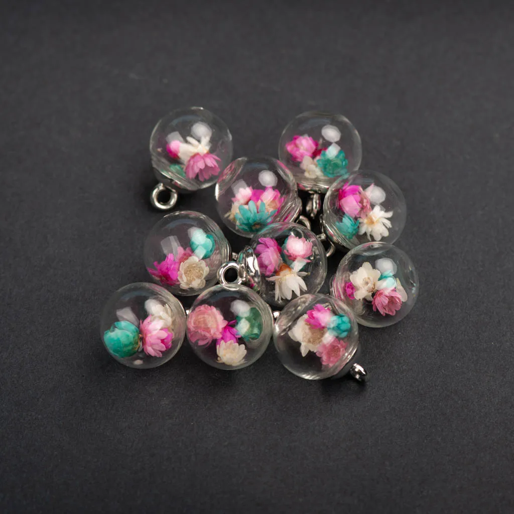 16# 10pcs Alloy Hook Hollow Glass Ball Not Natural Stone Jewelry Making  Bead Wholesale #MY501