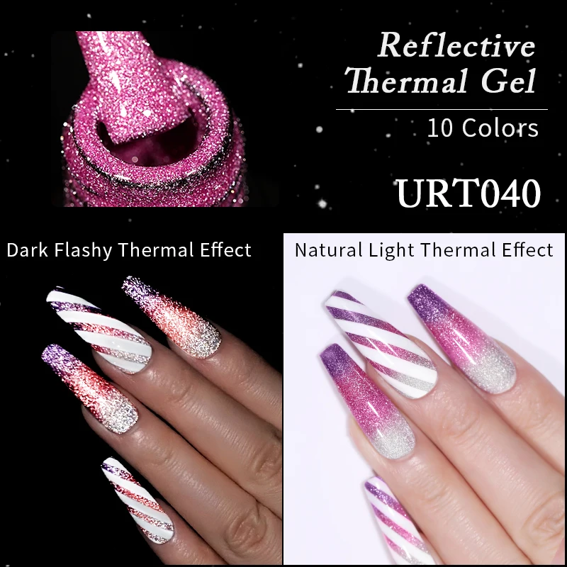 1 Bottle 7.5ml UR SUGAR Reflective Glitter Thermal Gel Soak Off Nail Polish Colorful DIY Nail Art