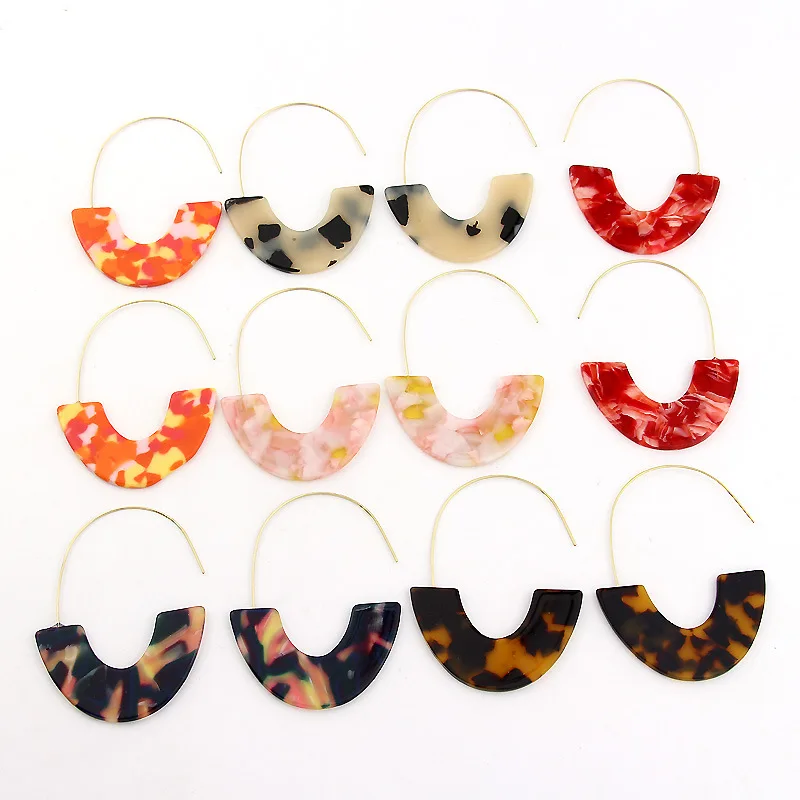Women\'s Earrings Acrylic Boho 2020acetate Dangle Earrings Fashion Big Bohemia Accessories U-shaped Luxury Trendy Face