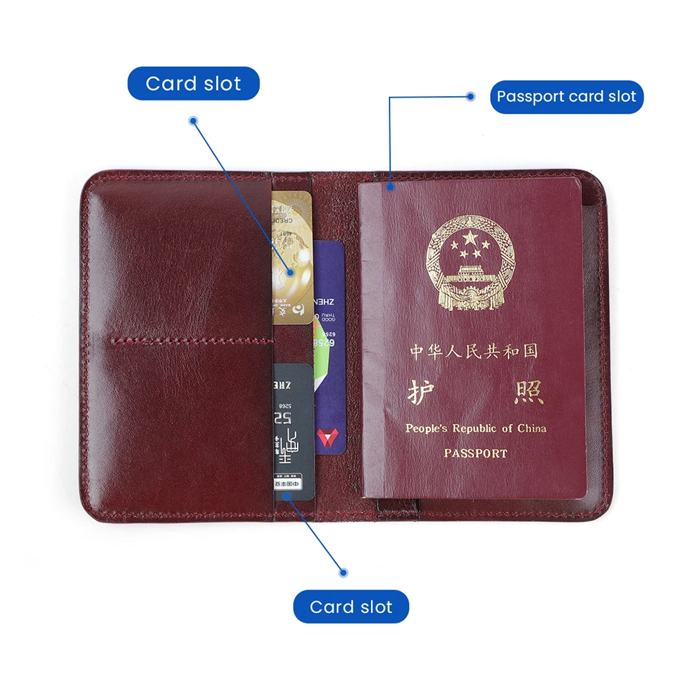 JOYIR-Funda de pasaporte de cuero genuino para hombre y mujer, tarjetero de identificación de negocios, organizador, billetera de crédito de viaje