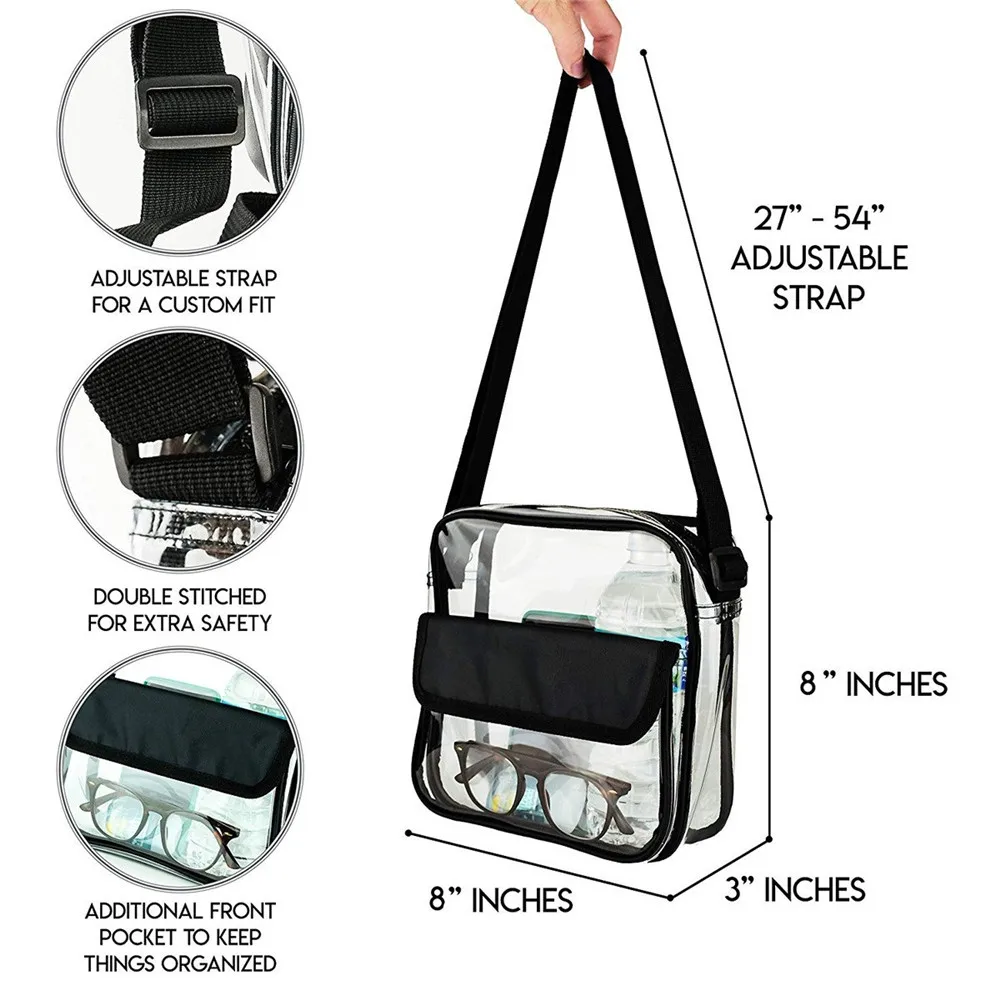 Clear Crossbody Bags Women Transparent Pvc Waterproof Tote Bags Jelly Messenger Shoulder Bag Girl\'s ZipTravel Shopping Bags