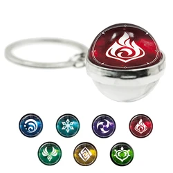 Genshin Impact Keychain Double-sided Glass Ball Eye of God Pendant Key Ring Charms Cosplay Jewelry Accessories Anime Fans