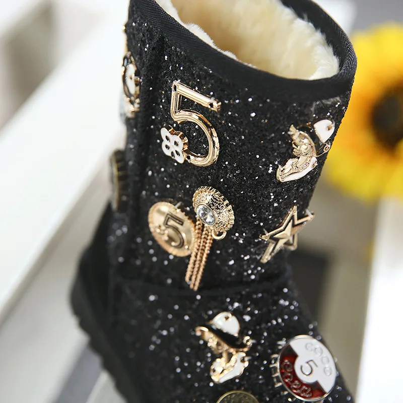 CCTWINS Kids Boots 2020 Winter Snow Boots Children Fashion Boots Baby Shoes Girls Glitter Boots Toddlers Warm Fur Shoes SNB228