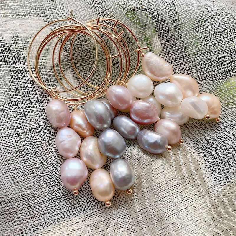 Elegant Natural Freshwater Pearl Dangle Earrings for Women Ear Loops Long Tassel Irregular Nuggets Stone Baroque Pearls Earrings