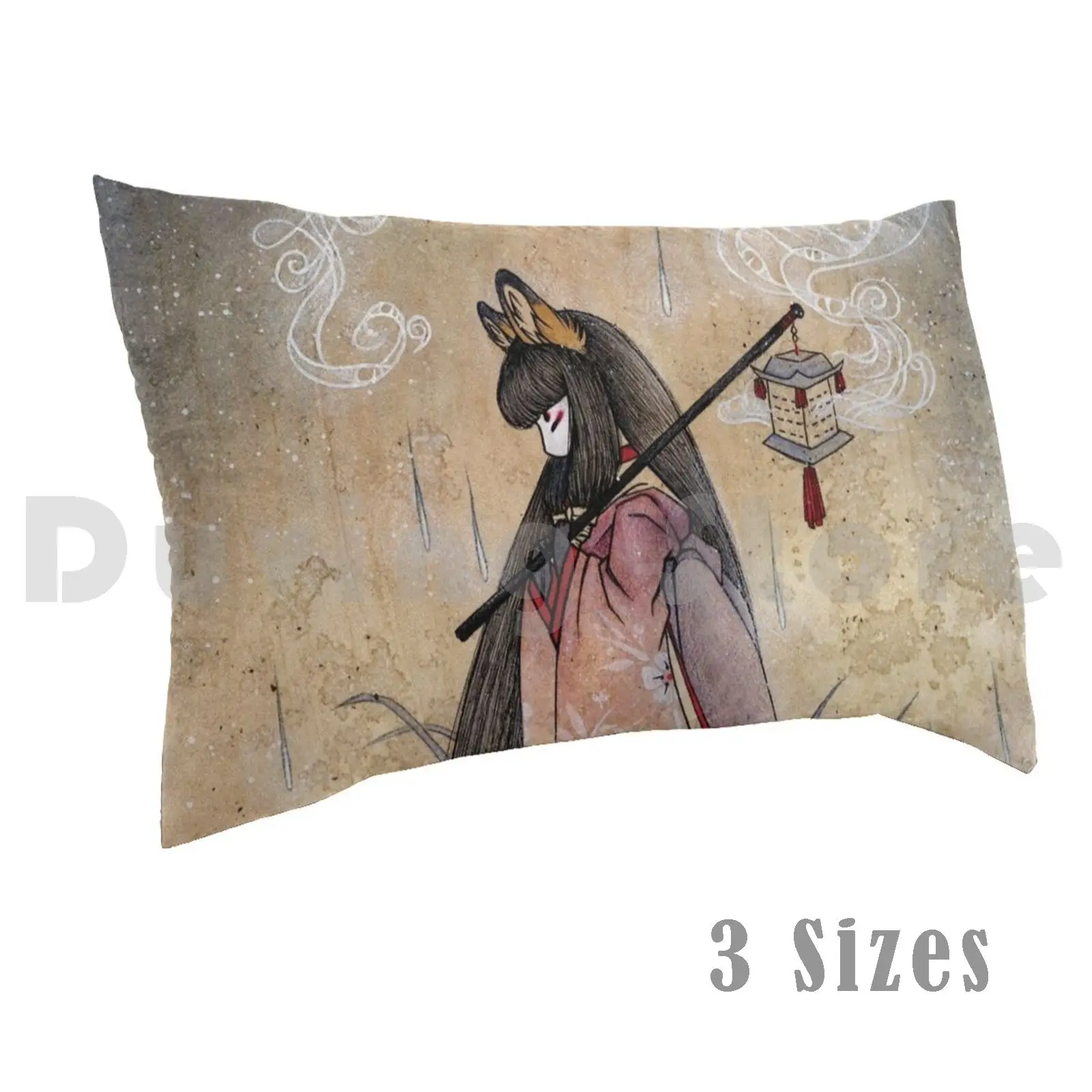 Bad Thoughts-Fox Yokai Pillow Case Printed 35x50 Fox Yokai Youkai Gumiho Kumiho Huli Jing