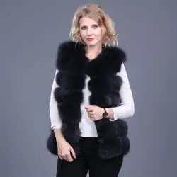 Gilet en fourrure de renard naturel pour femme, véritable gilet de renard, court, de haute qualité