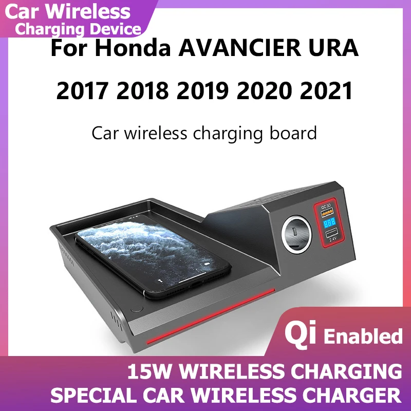 

USB Wireless Charger 15W For Honda AVANCIER URV 2017 2018 2019 2020 2021 Car Fast Mobile Phone Charging Plate Accessories