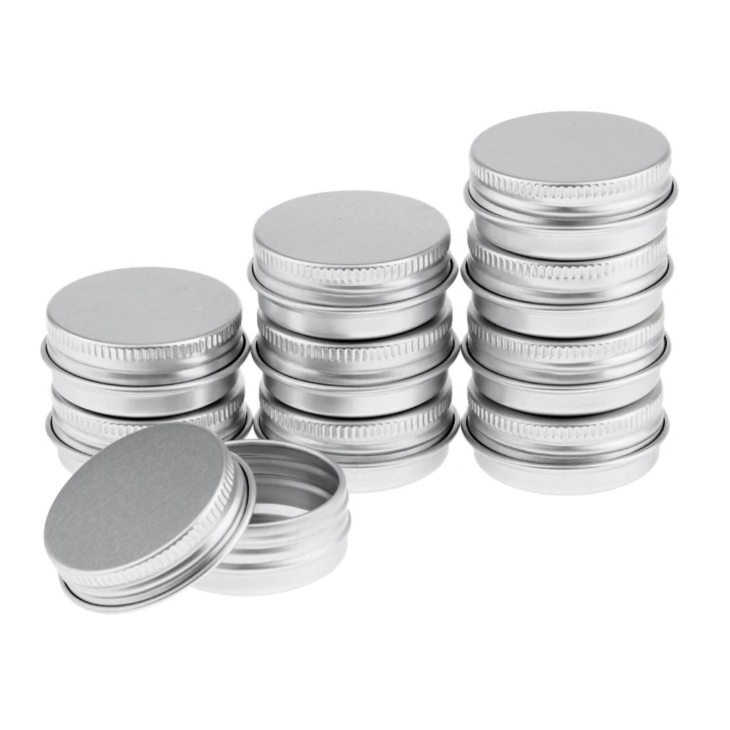 10 Packs 15ml/15g Aluminum Round Tin Jars Cosmetic Empty Screw Lid Cream Containers Lip Balm Cans Flat Top