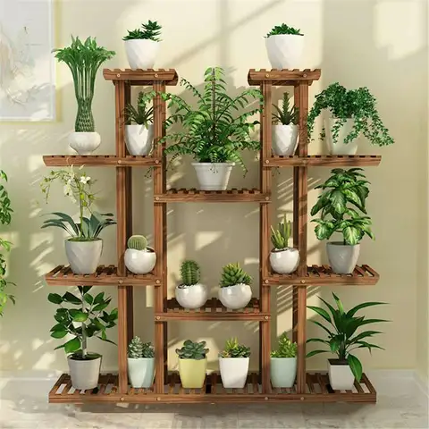 Wooden plant stand with 16 shelves, 46 inches tall BINGOPAW