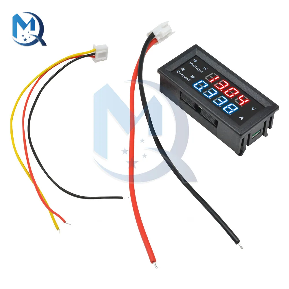 DC 4-30V M4430 4-digit Voltage Current Meter 0.28 inch 5 Wires Voltage Current Meter Tester Detector Car Red Blue Dual Display