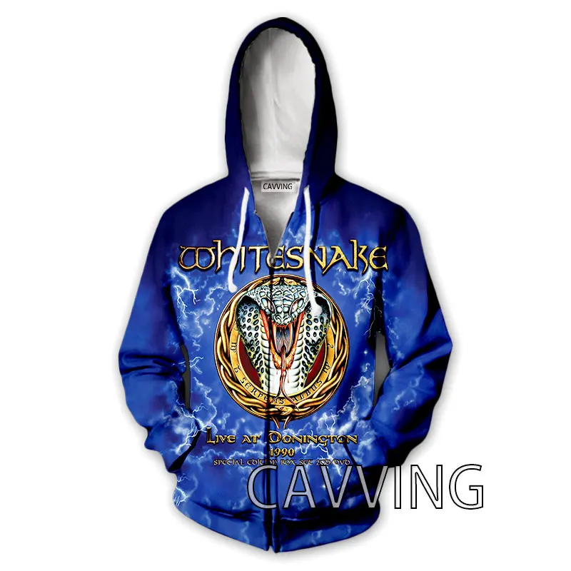 CAVVING 3D Print  WHITESNAKE Band  Zipper Hoodies Zip Up Hooded Sweatshirt Harajuku Hoodie Hip Hop Sweatshirts for Men/women