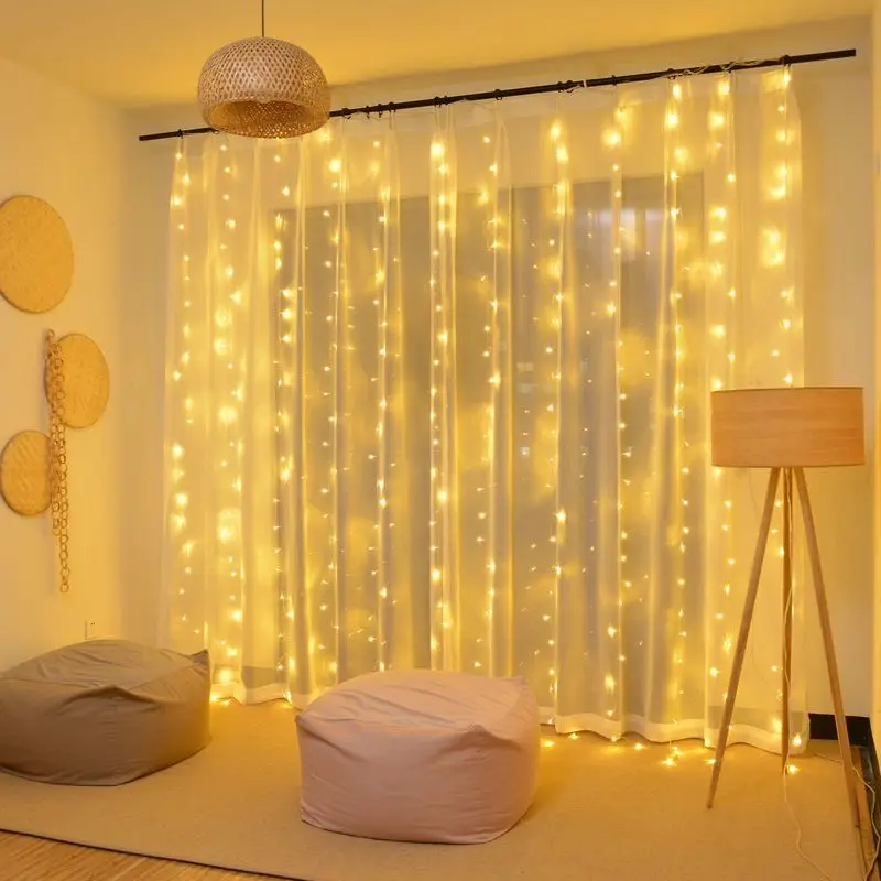 3x3m Fairy Curtain Light LED Remote Control USB Garland String Lights for Home Bedroom Window Holiday Christmas Party Decoration