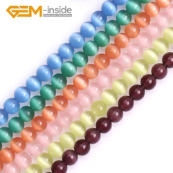 Round Glass String Loose Spacer Cat Eye Glass Bead DIY Charming Beads For Jewelry Making Strands 14