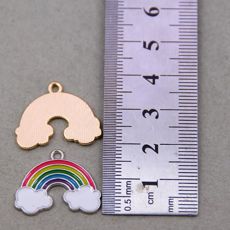 6pcs 20*24*2mm  Rainbow Cloud Shape Alloy Enamel Pendants Charms for Jewelry Making DIY Bracelet Necklace diy accessories