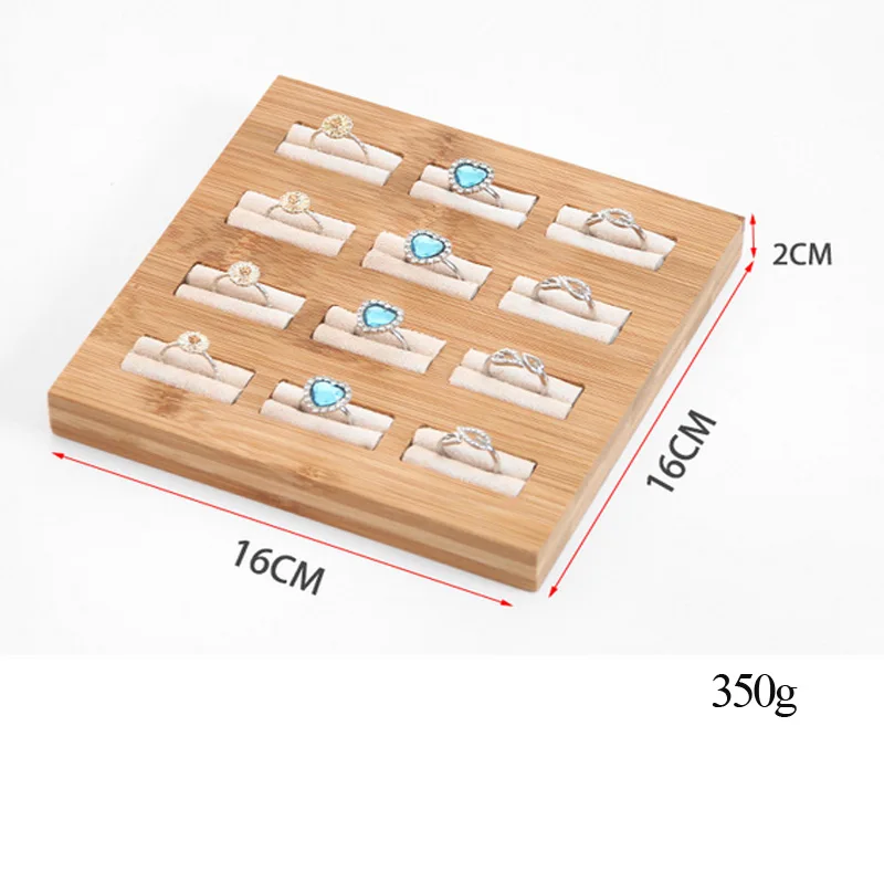New Arrival Bamboo 12 Grids Rings Jewelry Display Tray Pendants Rings Jewelry Props Simple Jewelry Packaging Sales Ring Tray