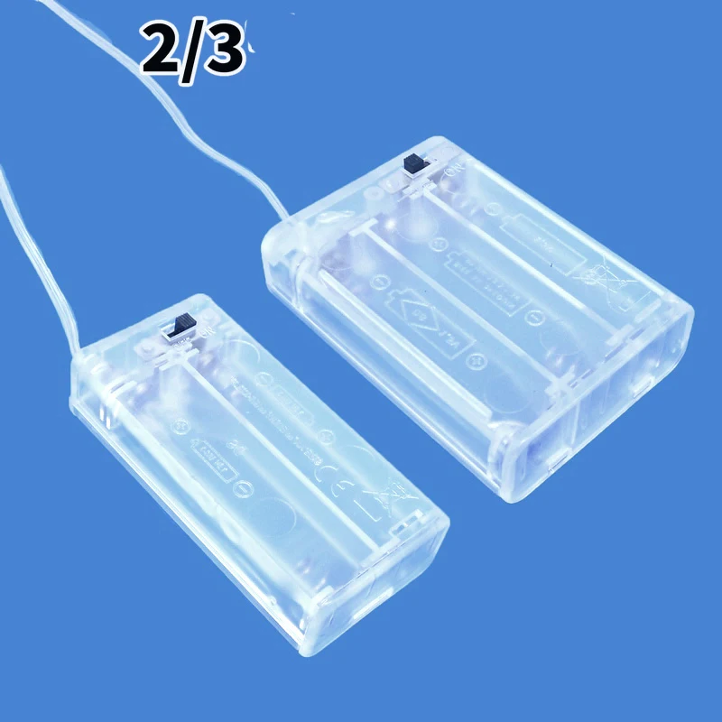 

10pcs/lot 2x 3x 1.5V AA Battery Holder Storage Box Case With Switch Lead 2 3 Slots AA Batteries Plastic Cover Shell