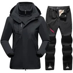 Women Ski Suit 3 in 1 Jacket+Pants Winter Breathable Warm Sports Waterproof Windproof Skiing and Snowboarding Suits Snow Wear