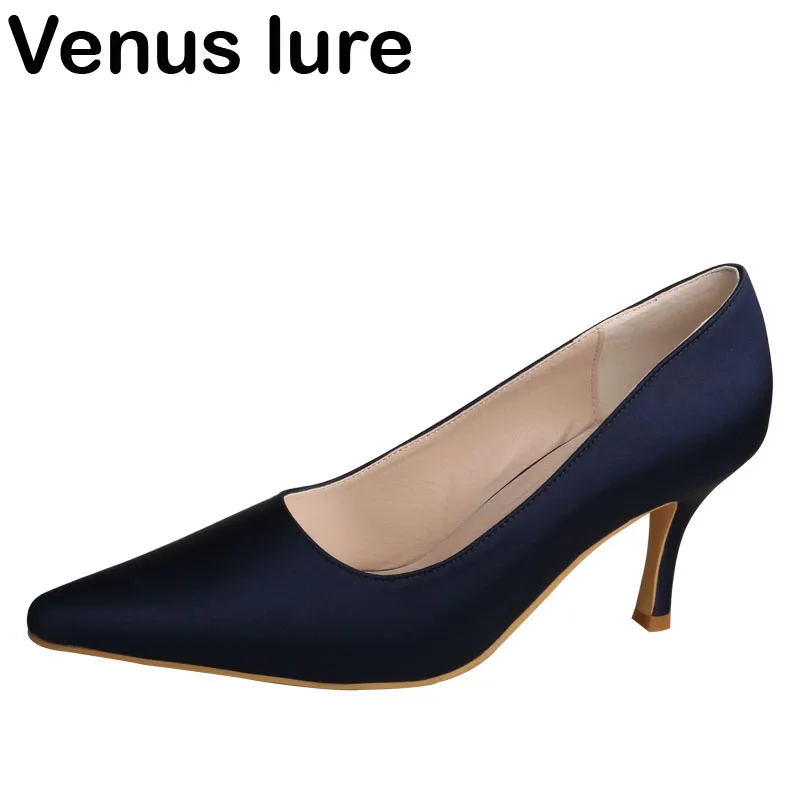 

Venus lure Custom Handmade 8CM Navy Prom Heels for Women Pointed Toe Size 9 Ladies Pumps Fashion Shoes