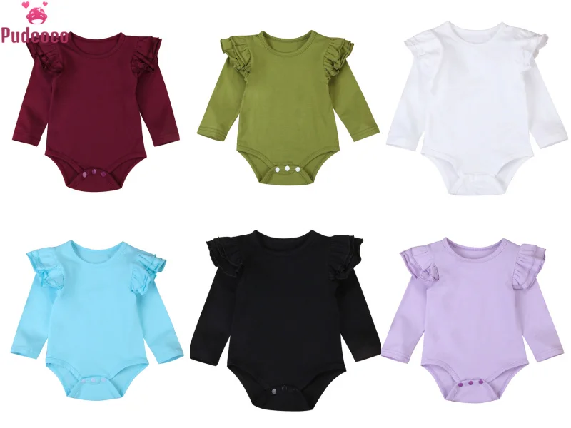 Newborn Baby Rompers Boys Girls Candy Color Long Sleeves One-piece Clothing Baby Clothes Jumpsuit Children Costume